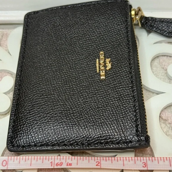 Coach Logo Cross-grain Mini Skinny ID Case with keychain loop - Picture 9 of 11